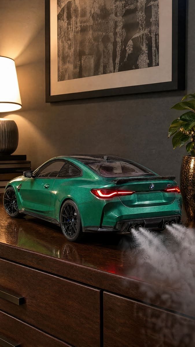 Wholesale 1:32 Alloy Diecast Green M4 Coupe Model Car Toy Pull Back With Light And Sound Collectible Display Gift for Kids Boys