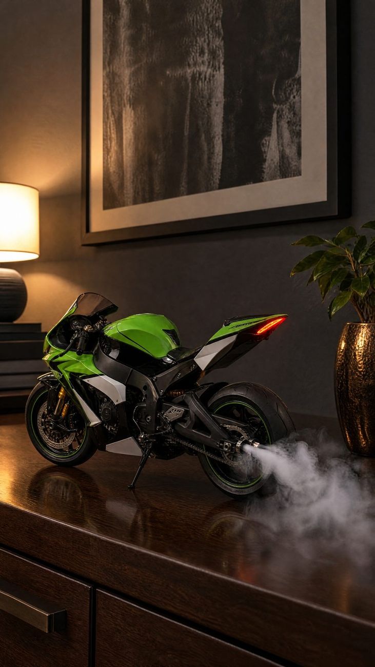 Wholesale 1:32 Alloy Diecast Green Ninja Motorcycle Model Car Toy Pull Back With Light And Sound Collectible Display Gift for Kids Boys
