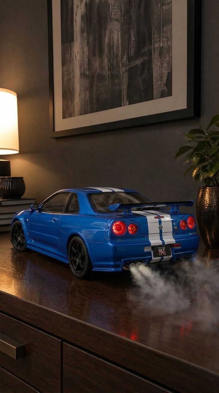 Wholesale 1:32 Alloy Diecast Nissan Skyline R34 Model Car Toy Pull Back With Light And Sound Collectible Display Gift for Kids Boys