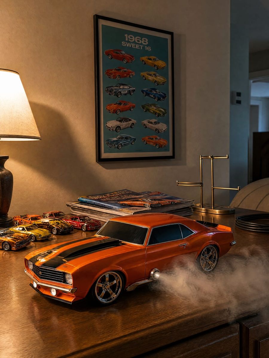 Wholesale 1:32 Alloy Diecast Orange Camaro Model Car Toy Pull Back With Light And Sound Collectible Display Gift for Kids Boys