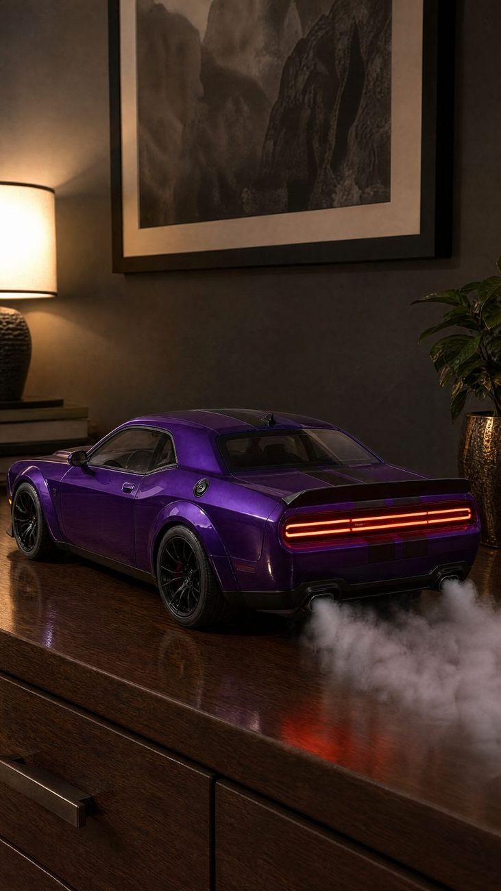 Wholesale 1:32 Alloy Diecast Purple Challenger Model Car Toy Pull Back With Light And Sound Collectible Display Gift for Kids Boys