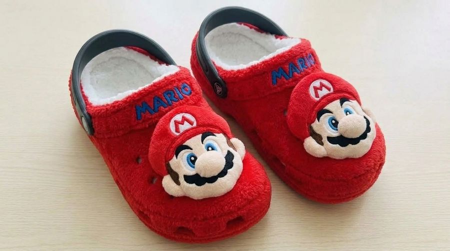 Wholesale Mario Plush Clogs Cartoon Fuzzy Slippers Sherpa-Lined Winter Indoor Outdoor Garden Shoes Unisex