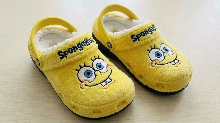 Wholesale SpongeBob Plush Clogs Cartoon Fuzzy Slippers Sherpa-Lined Winter Indoor Outdoor Garden Shoes Unisex