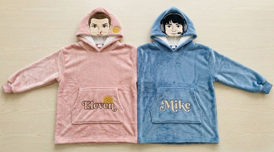 Factory Wholesale Eleven & Mike Couple Hoodie Cartoon Plush Flannel Sherpa-Lined Oversized Matching Pullover for Lovers