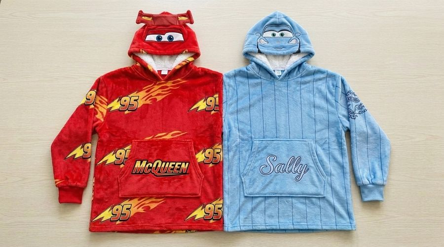Factory Wholesale McQueen & Sally Couple Hoodie Cartoon Plush Flannel Sherpa-Lined Oversized Matching Pullover for Lovers