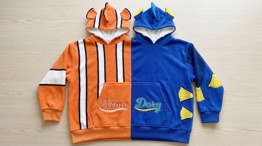 Factory Wholesale Nemo & Dory Couple Hoodie Cartoon Plush Flannel Sherpa-Lined Oversized Matching Pullover for Lovers