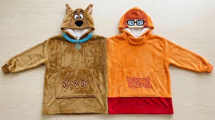 Factory Wholesale Scooby & Velma Couple Hoodie Cartoon Plush Flannel Sherpa-Lined Oversized Matching Pullover for Lovers