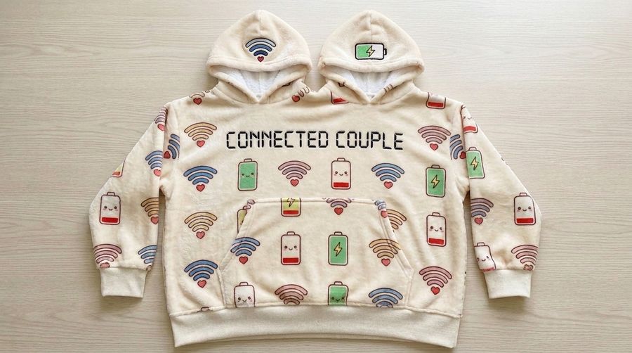 Factory Wholesale Wi-Fi & Battery Connected Couple Couple Hoodie Cartoon Plush Flannel Sherpa-Lined Oversized Matching Pullover for Lovers