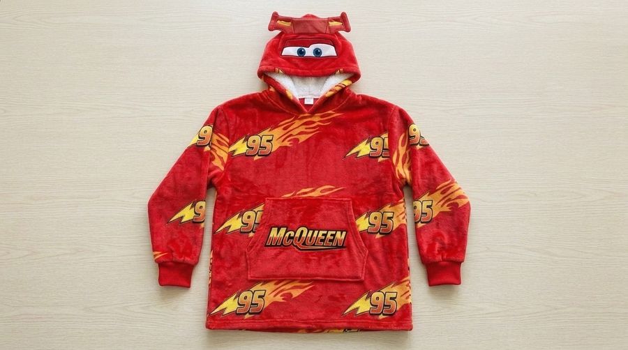 Wholesale McQueen Character Hoodie Cartoon Plush Hooded Sweatshirt Sherpa Lining Cosplay Loungewear Unisex
