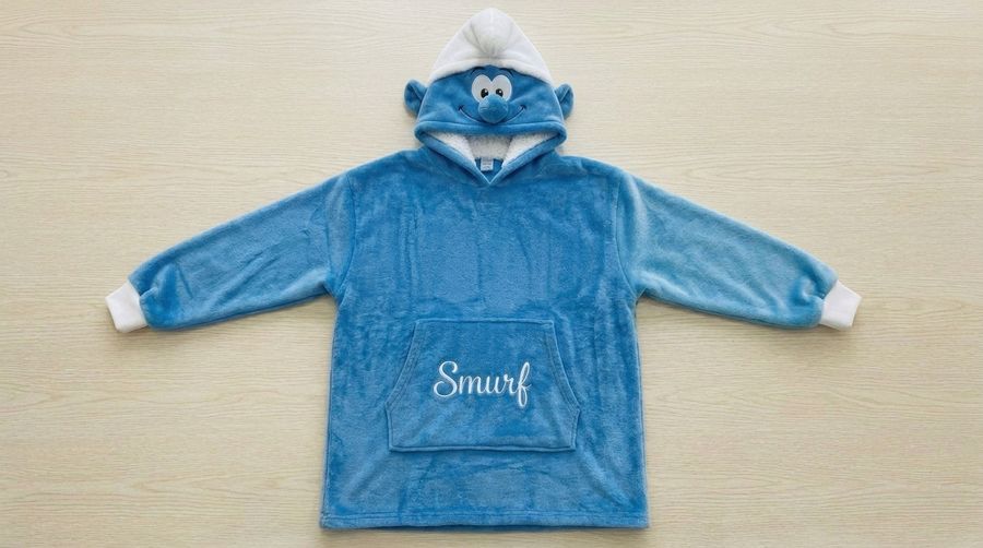 Wholesale Smurf Character Hoodie Cartoon Plush Hooded Sweatshirt Sherpa Lining Cosplay Loungewear Unisex