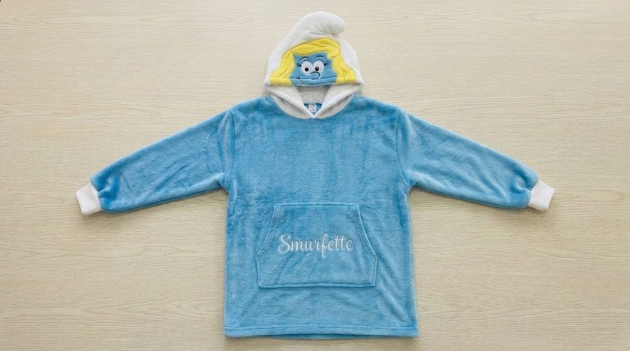 Wholesale Smurfette Character Hoodie Cartoon Plush Hooded Sweatshirt Sherpa Lining Cosplay Loungewear Unisex