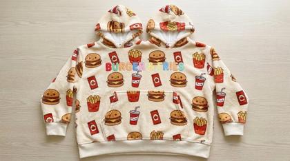 Burger & Fries Couple Plush Hoodies
