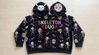 Skeleton Duo Black Couple Plush Hoodies